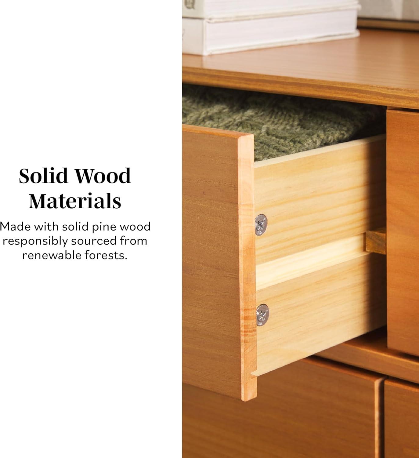 imageWalker Edison Sloane 6Drawer Solid Wood Dresser with Metal Handles 52 Inch CaramelCaramel