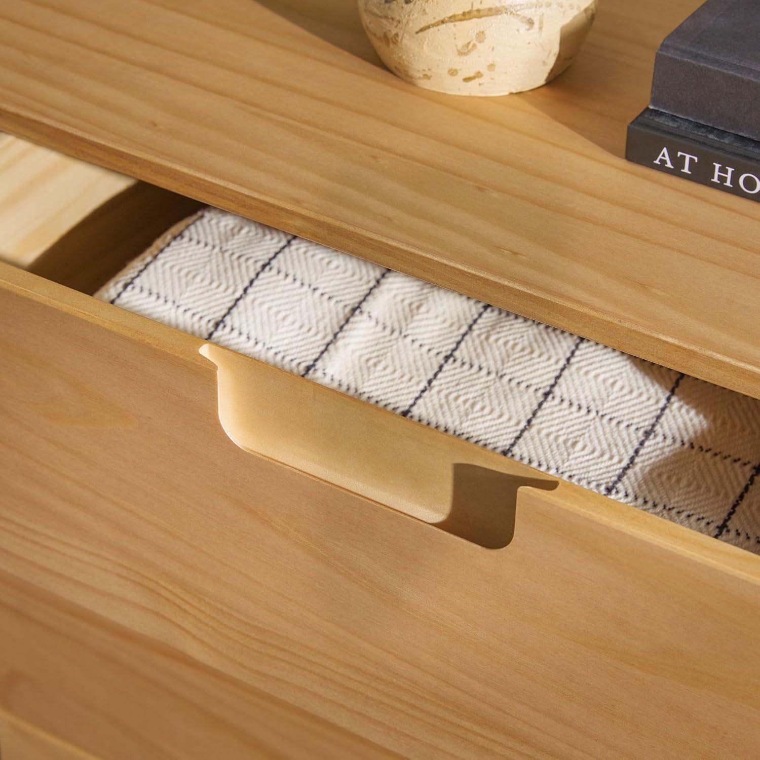 imageWalker Edison Sloane 6Drawer Solid Wood Dresser with Metal Handles 52 Inch CaramelNatural Pine