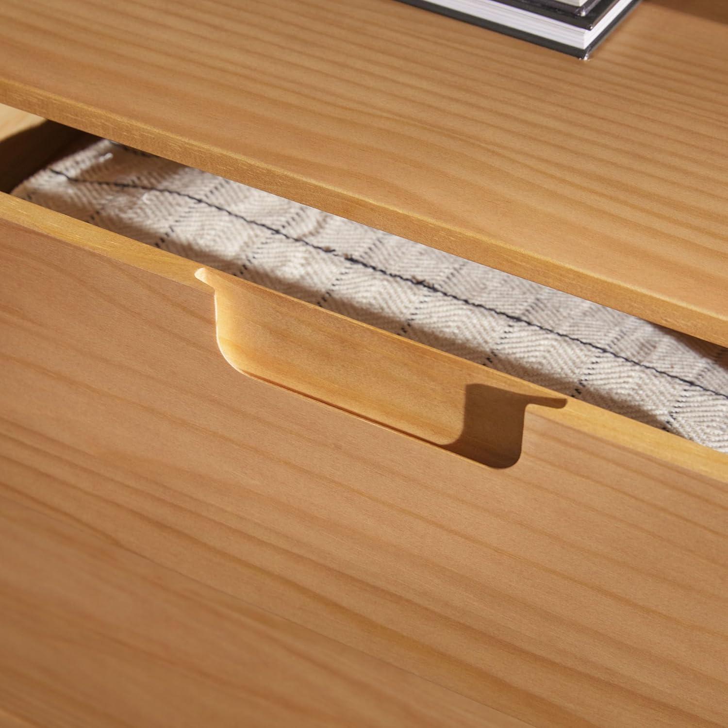 imageWalker Edison Sloane 6Drawer Solid Wood Dresser with Metal Handles 52 Inch CaramelNatural Pine