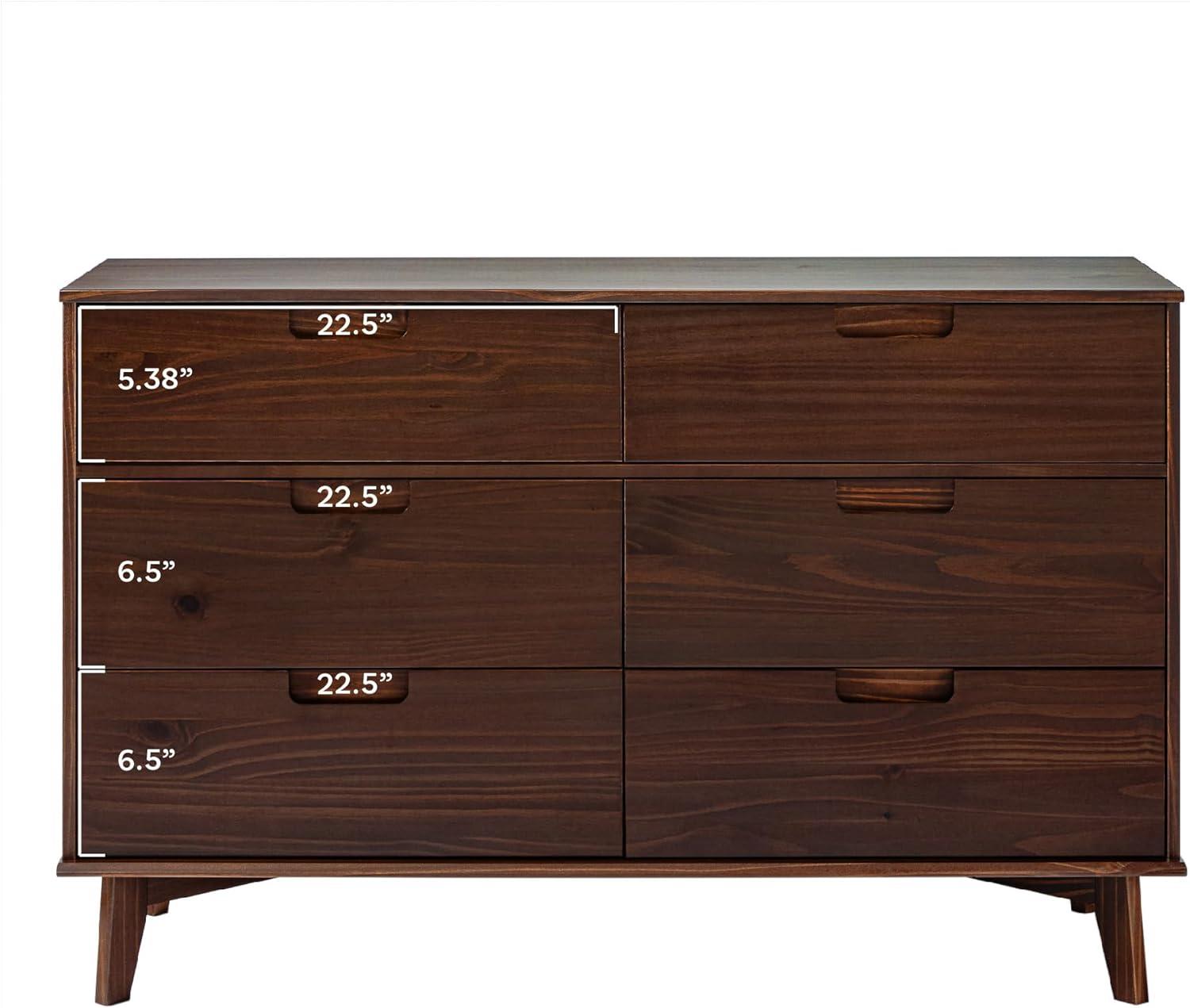 imageWalker Edison Sloane 6Drawer Solid Wood Dresser with Metal Handles 52 Inch CaramelWalnut