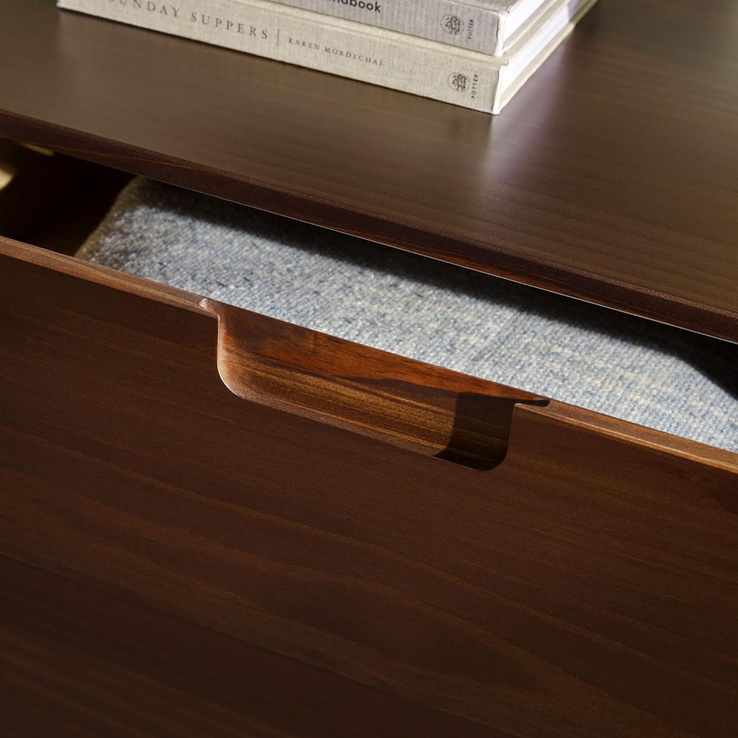 imageWalker Edison Sloane 6Drawer Solid Wood Dresser with Metal Handles 52 Inch CaramelWalnut