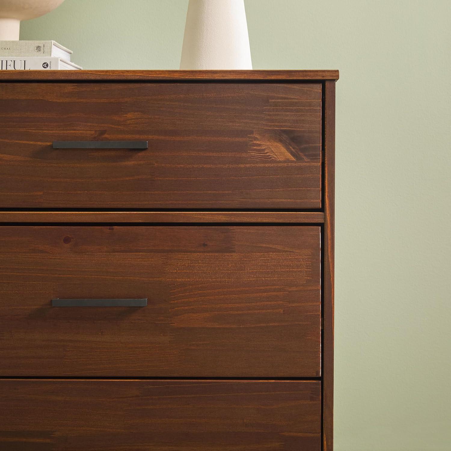 imageWalker Edison Sloane 6Drawer Solid Wood Dresser with Metal Handles 52 Inch CaramelWalnut