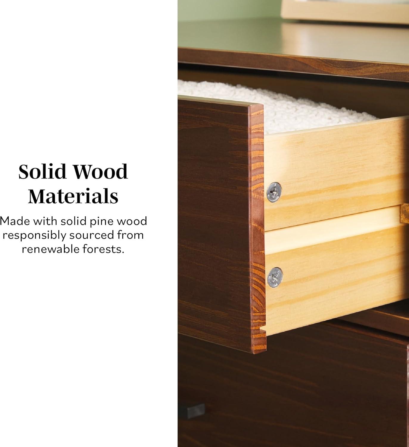 imageWalker Edison Sloane 6Drawer Solid Wood Dresser with Metal Handles 52 Inch CaramelWalnut