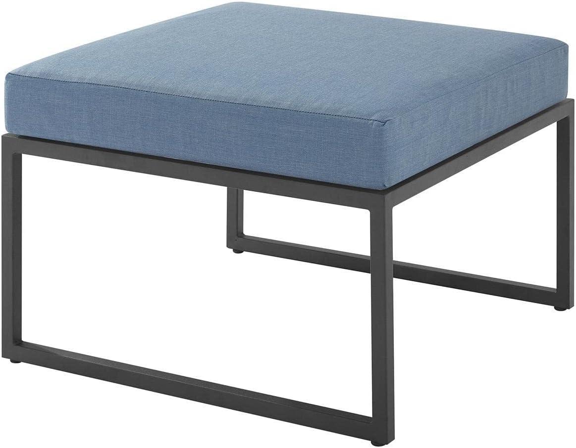 imageWalker Edison Tropez Contemporary Steel Frame Modular Armless Patio Chair with Rope Cord Detail 27 Inch BlueBlue