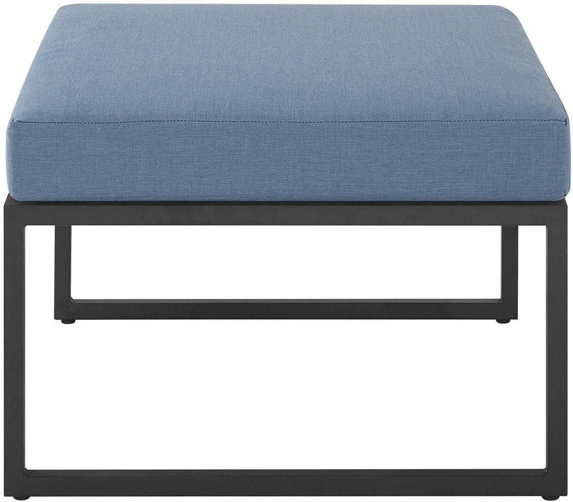 imageWalker Edison Tropez Contemporary Steel Frame Modular Armless Patio Chair with Rope Cord Detail 27 Inch BlueBlue