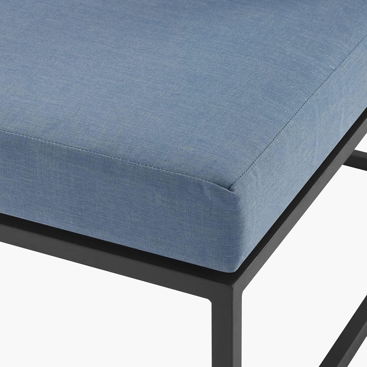 imageWalker Edison Tropez Contemporary Steel Frame Modular Armless Patio Chair with Rope Cord Detail 27 Inch BlueBlue