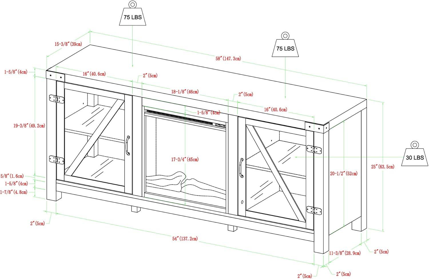 imageWalker Edison Wesley Modern Farmhouse Glass Door TV Stand for TVs up to 65 Inches 58 Inch Stone Grey Without FireplaceRustic Oak