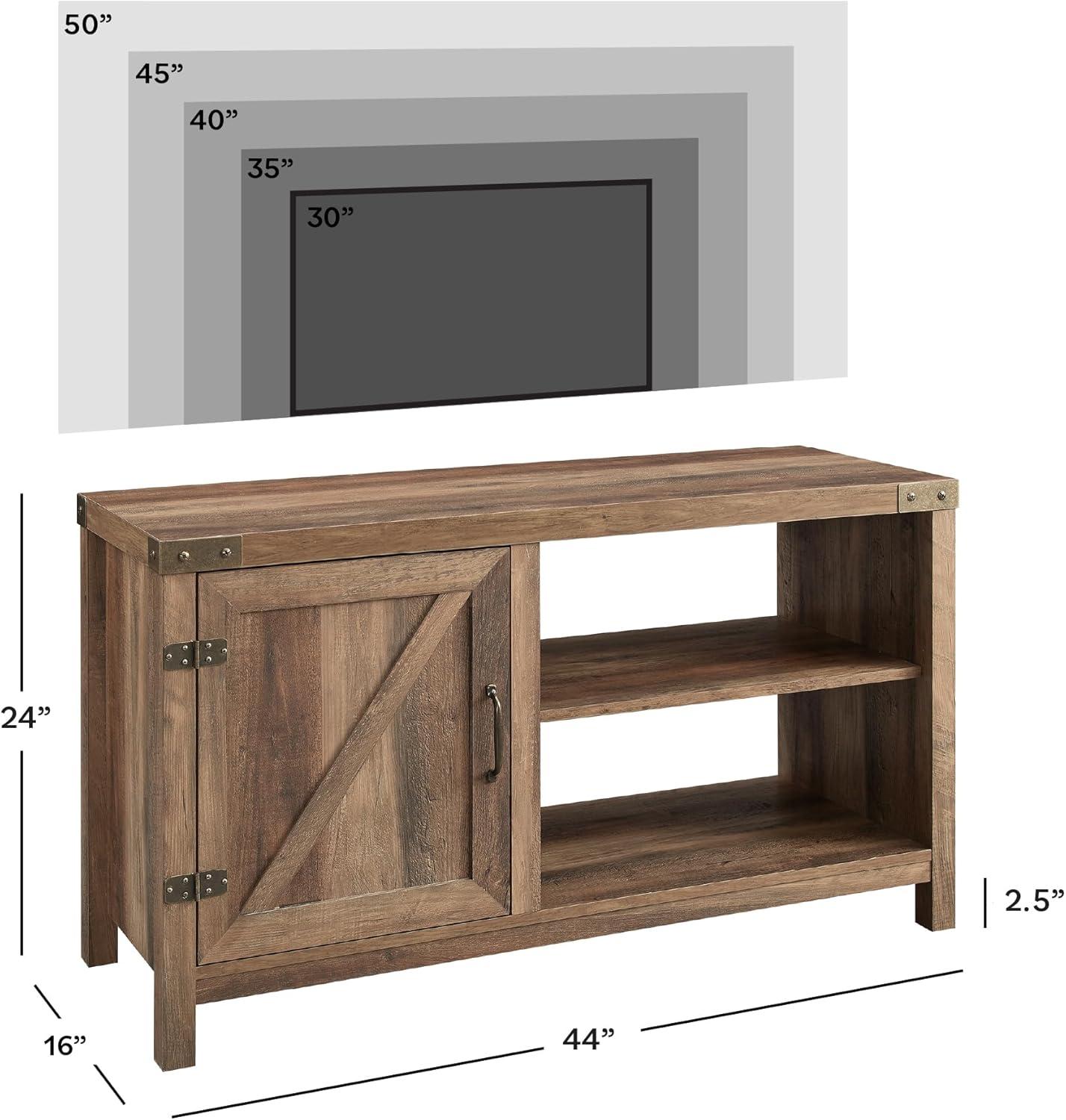 imageWalker Edison Wesley Modern Farmhouse Glass Door TV Stand for TVs up to 65 Inches 58 Inch Stone Grey Without FireplaceRustic Oak