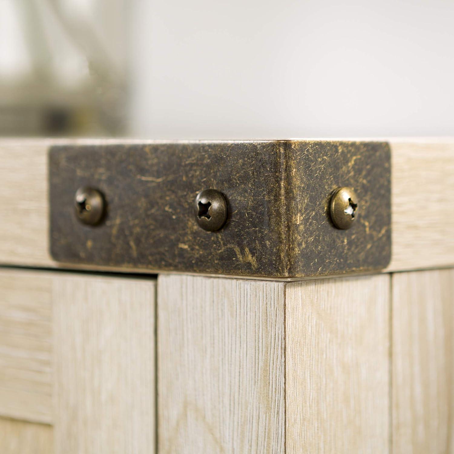 imageWalker Edison Wesley Modern Farmhouse Glass Door TV Stand for TVs up to 65 Inches 58 Inch Stone Grey Without FireplaceWhite Oak