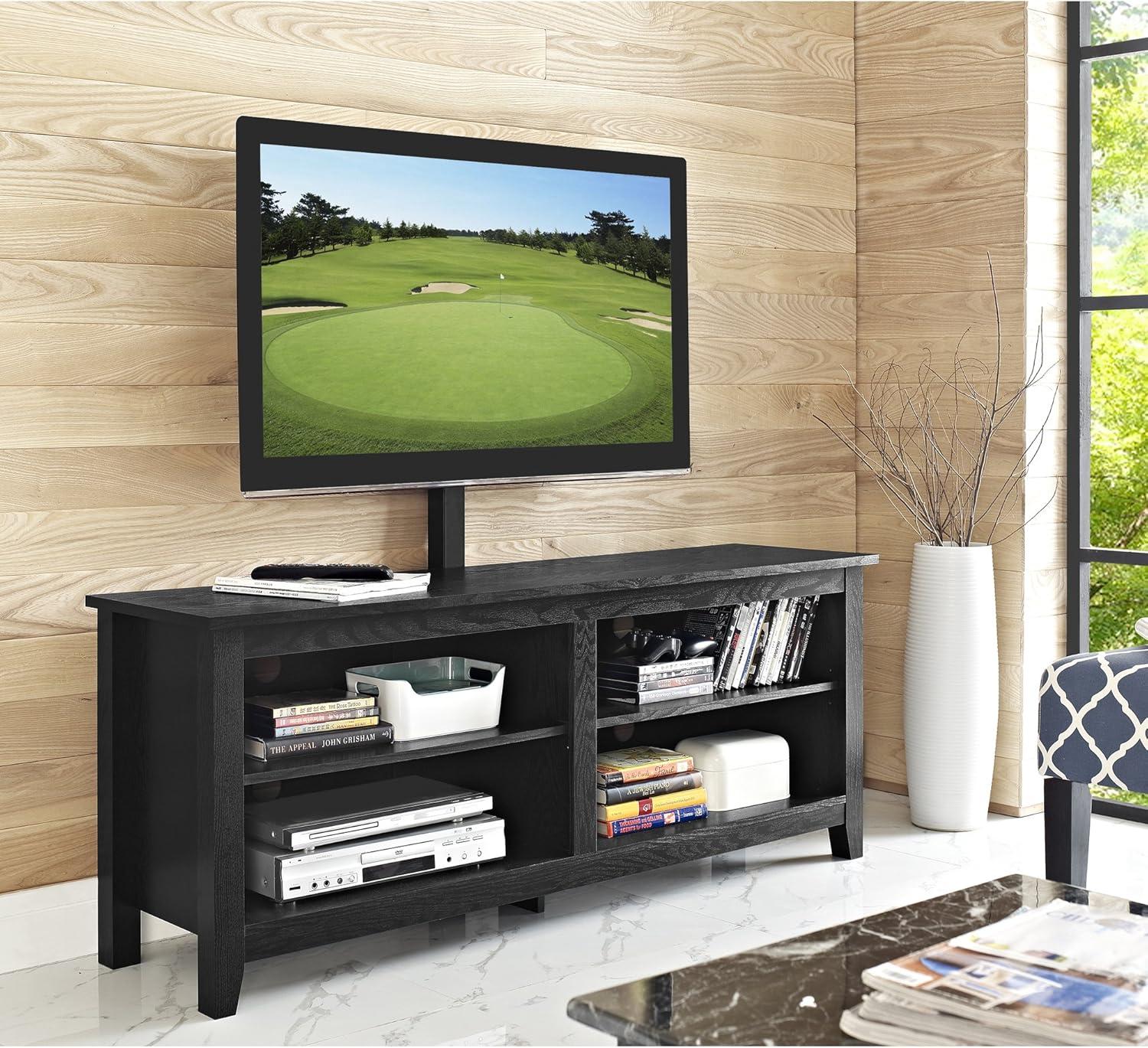 imageWalker Edison Wren Classic 4 Cubby TV Stand for TVs up to 65 Inches 58 Inch BrownBlack