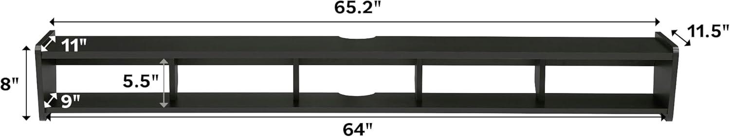 imageWalker Edison Zee Modern Floating Mounted Minimalist TV Stand 65 Inch Length for TVs up to 70 Inches Solid BlackSolid Black