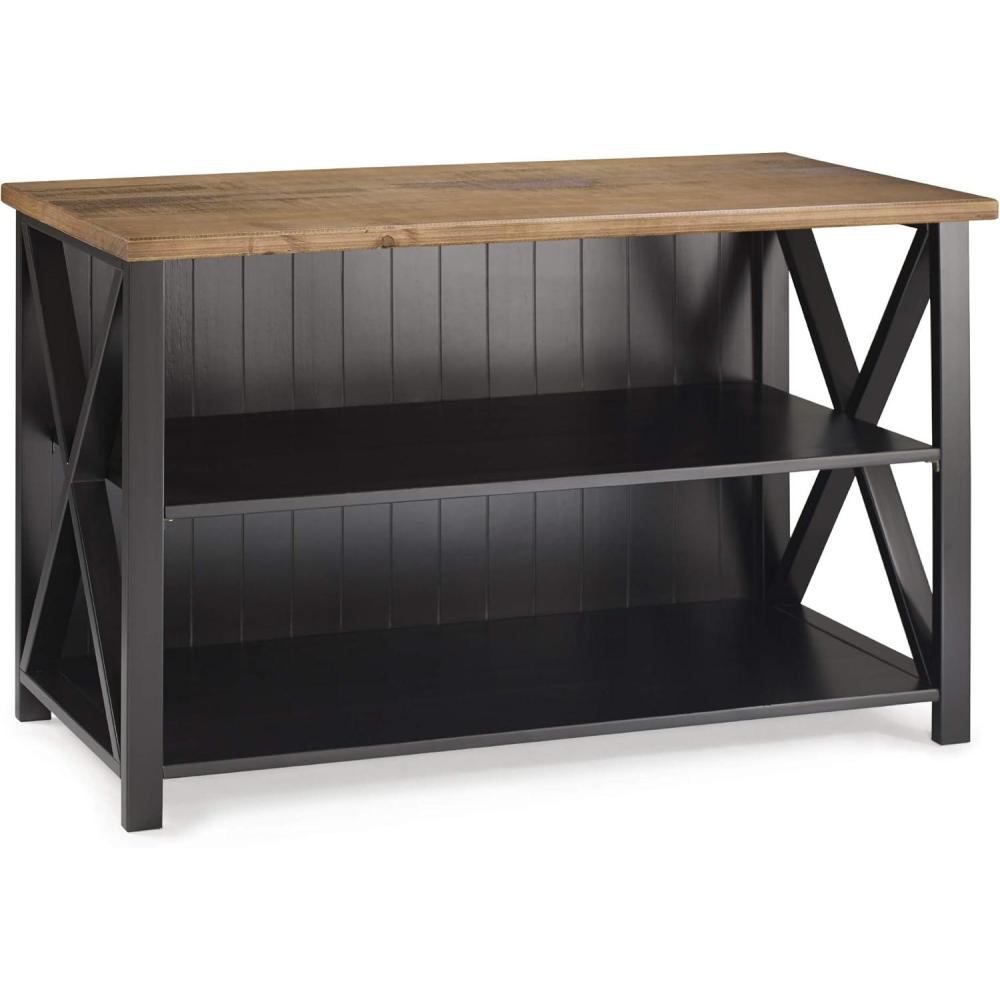 imageWalker Edison 2 Tier Modern Farmhouse Wood Bookcase Bookshelf Storage Home Office Storage Cabinet 52 Inch WhiteBlack