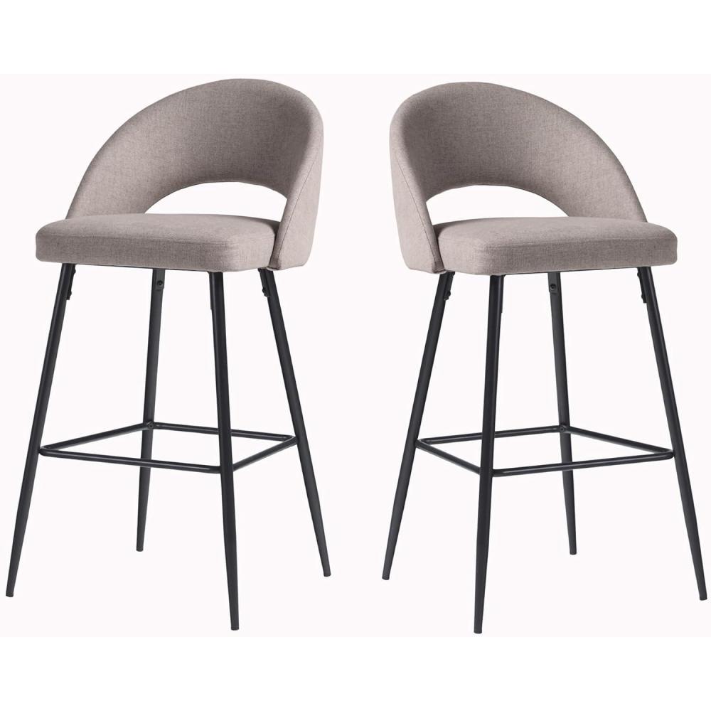 imageWalker Edison 2Piece Modern MetalFrame Upholstered Barstool Set of 2 MushroomMushroom