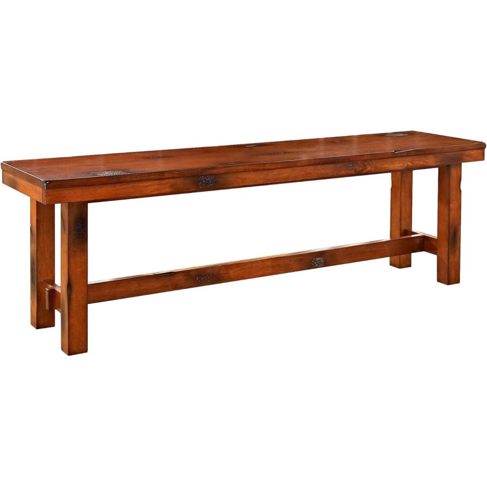 imageWalker Edison 68quot Drop Leaf Trestle Wood Dining Table in Dark OakBench