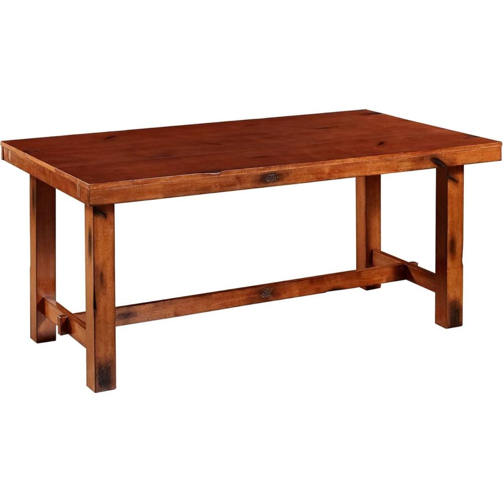 imageWalker Edison 68quot Drop Leaf Trestle Wood Dining Table in Dark OakDining Table