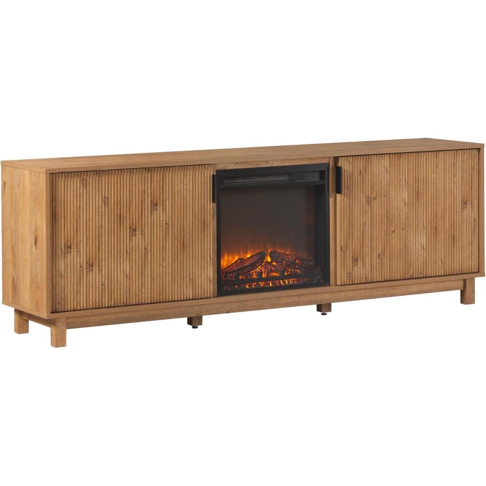 imageWalker Edison Arundo Fluted TV Stand for TVs up to 65 Inches 58quot TV Stand Coastal OakEnglish Oak