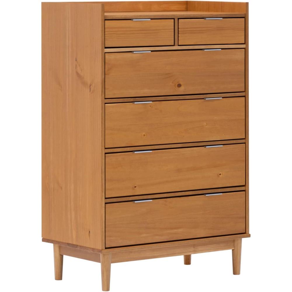 imageWalker Edison Blythe MidCentury Modern TrayTop Solid Wood 6Drawer Dresser 30 Inch CaramelCaramel