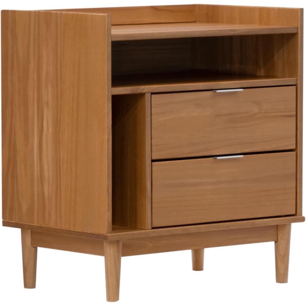 imageWalker Edison Blythe MidCentury Modern TrayTop Storage Nightstand 25 Inch WhiteCaramel