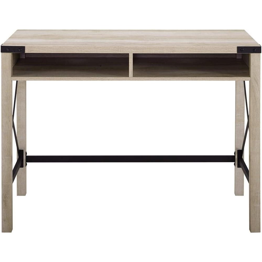 imageWalker Edison Callum Modern Farmhouse Metal X Writing Desk 42 Inch Grey WashWhite Oak