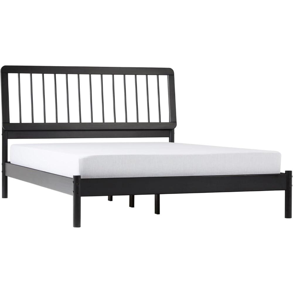 imageWalker Edison Clemente MidCentury Modern Spindle Headboard King Bedframe King Size CaramelBlack