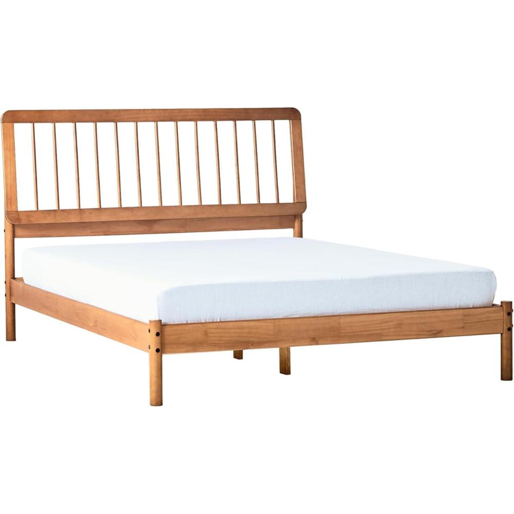 imageWalker Edison Clemente MidCentury Modern Spindle Headboard King Bedframe King Size CaramelCaramel
