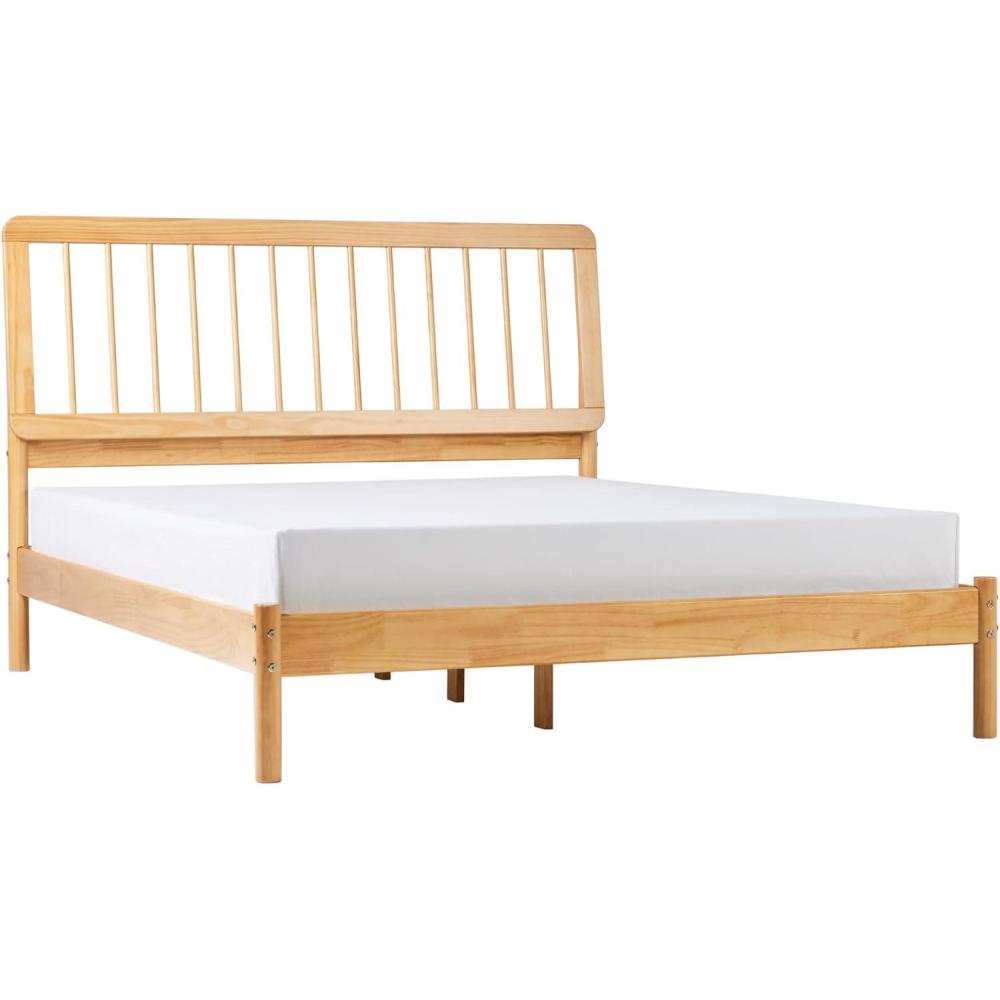 imageWalker Edison Clemente MidCentury Modern Spindle Headboard King Bedframe King Size CaramelNatural Pine