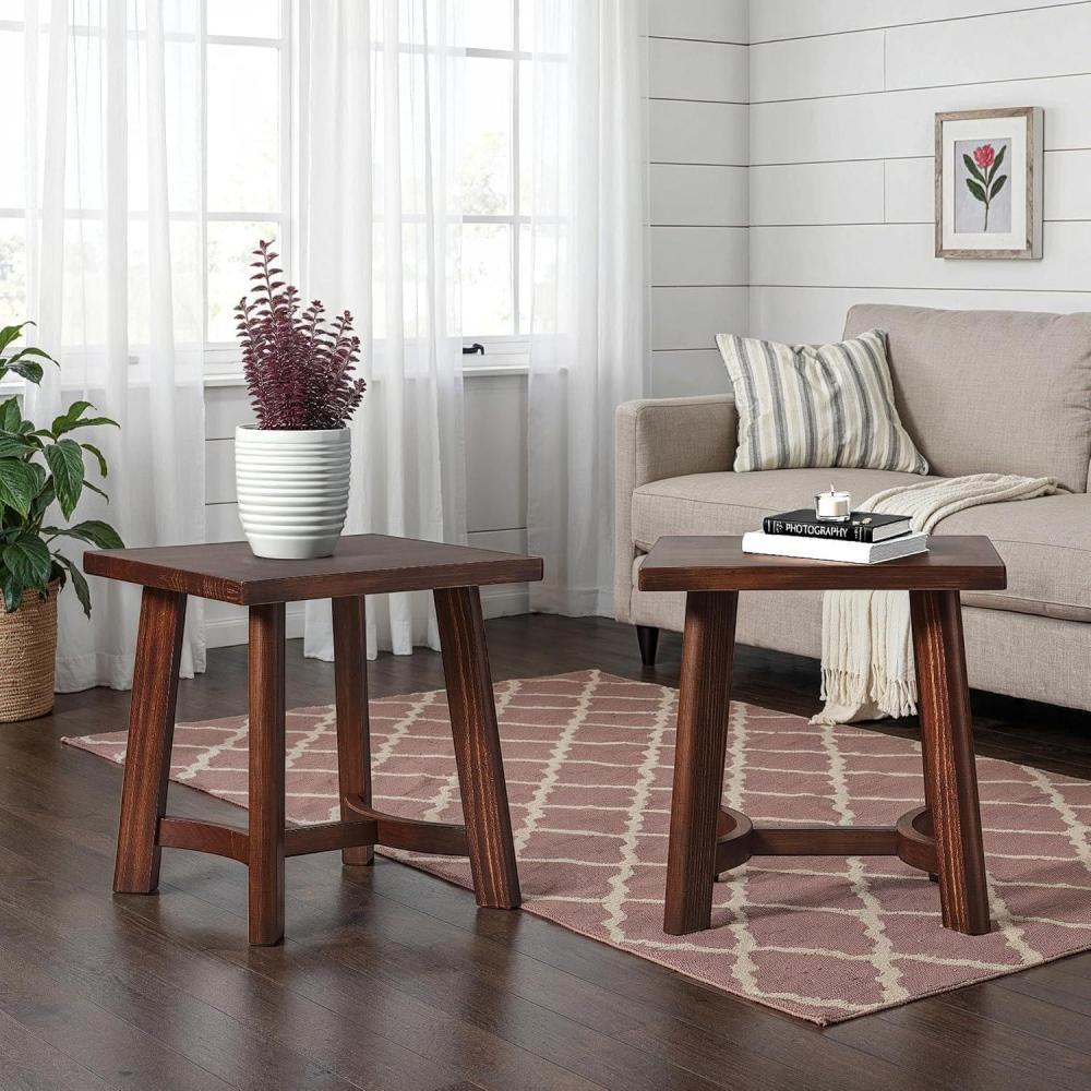 imageWalker Edison Colt Modern Farmhouse Solid Wood Round Side Table 18 Inch EspressoMedium Brown