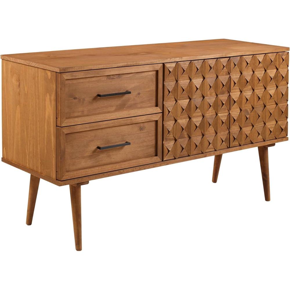 imageWalker Edison Deluca Boho Solid Wood 2 Door Sideboard with Prism Detail 58 Inch CaramelCaramel