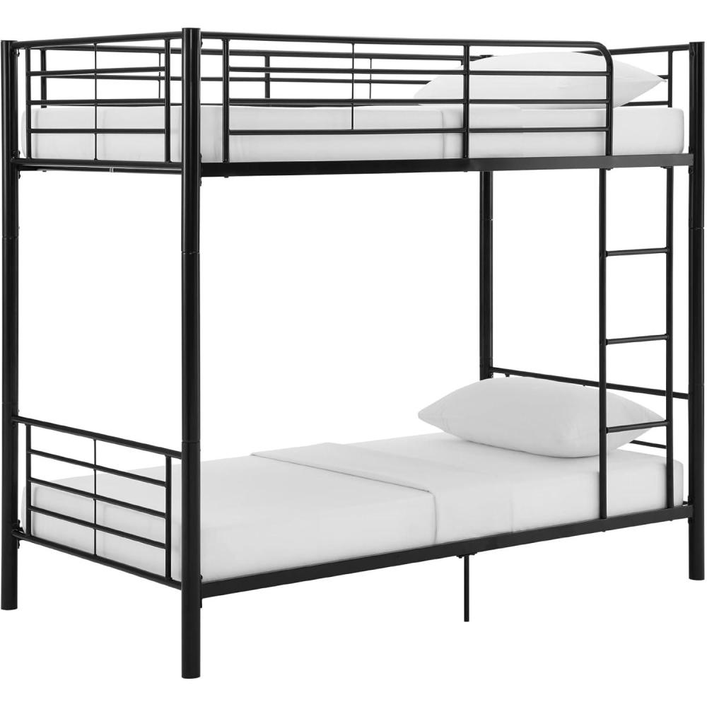 imageWalker Edison Elodie Urban Industrial Twin over Twin Metal Bunk Bed Twin over Twin BlackBlack