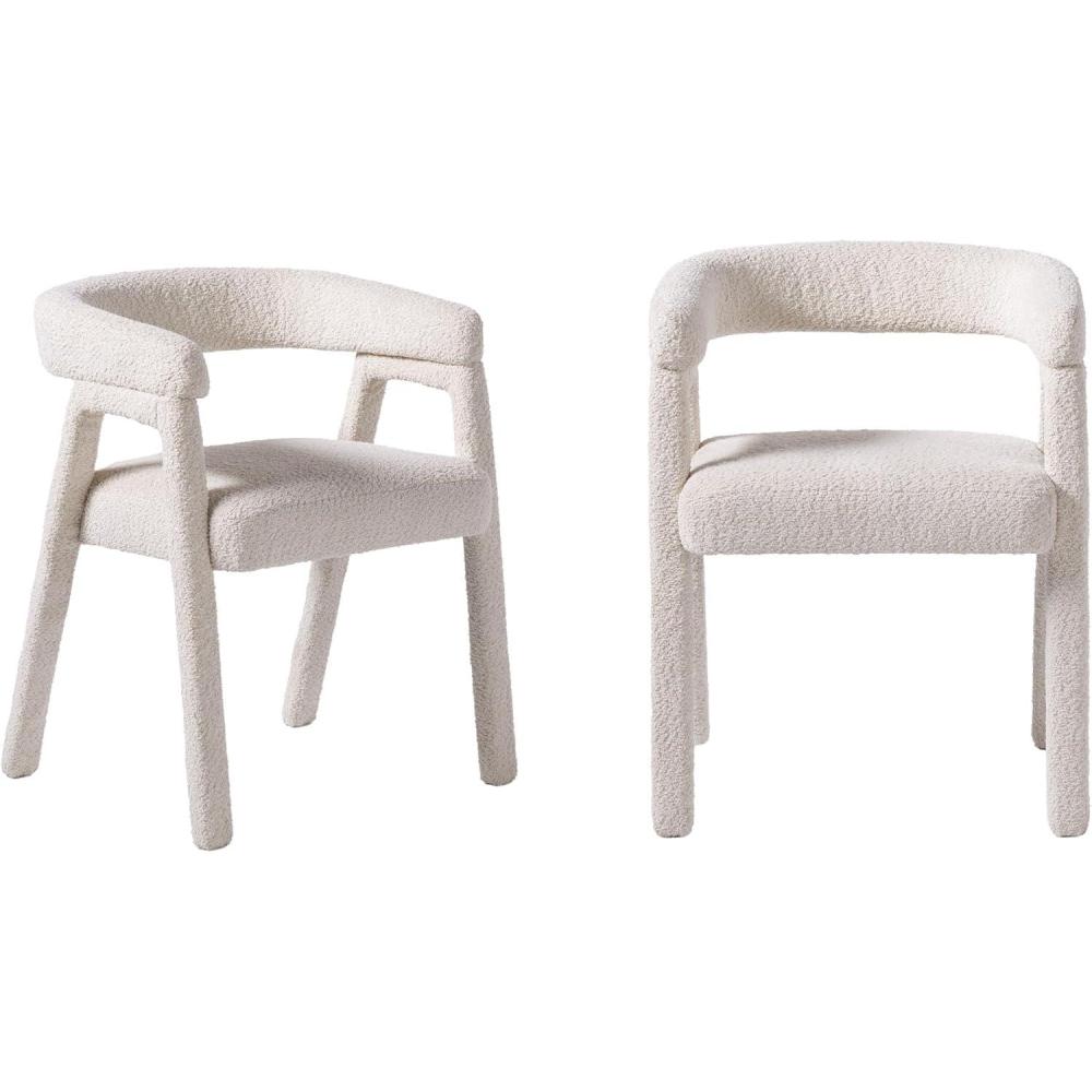imageWalker Edison Ezra Modern Solid Wood Rounded Back Dining Chair  Natural Set of 2Ivory