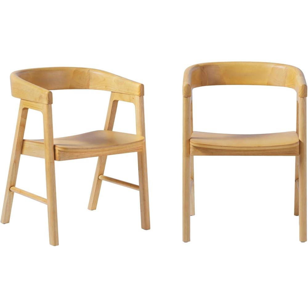 imageWalker Edison Ezra Modern Solid Wood Rounded Back Dining Chair Natural Set of 2Natural