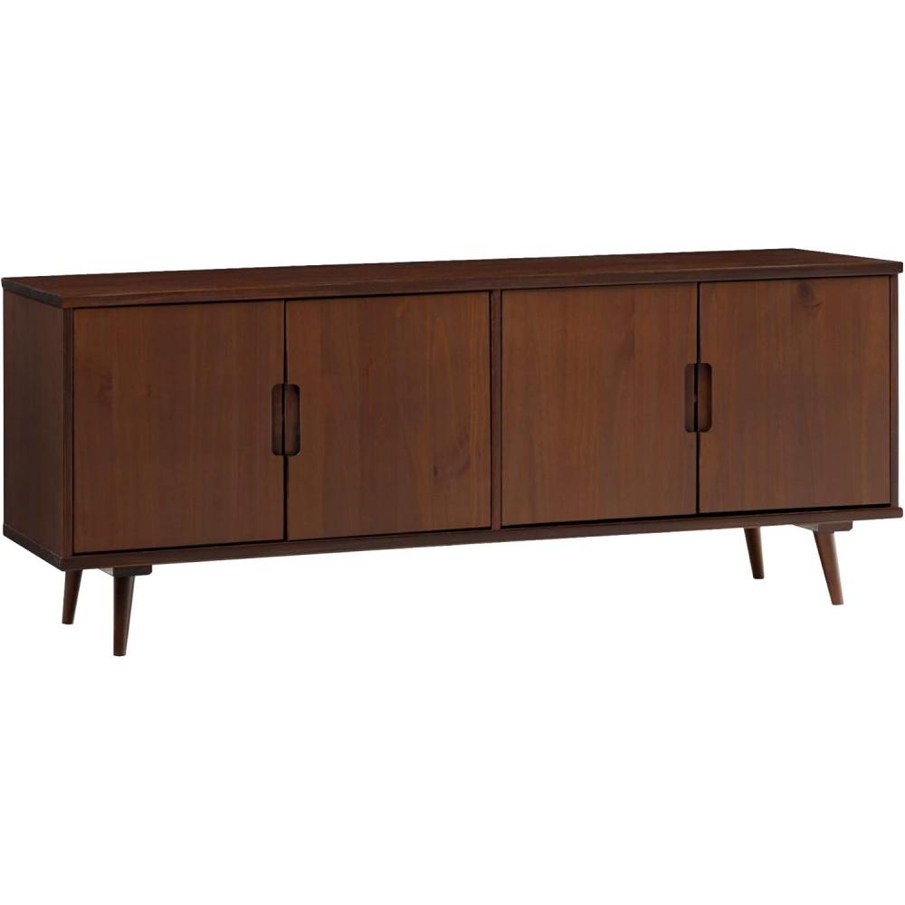 imageWalker Edison Genia MidCentury Modern Solid Wood Stand for TVs up to 65 Inches WalnutWalnut