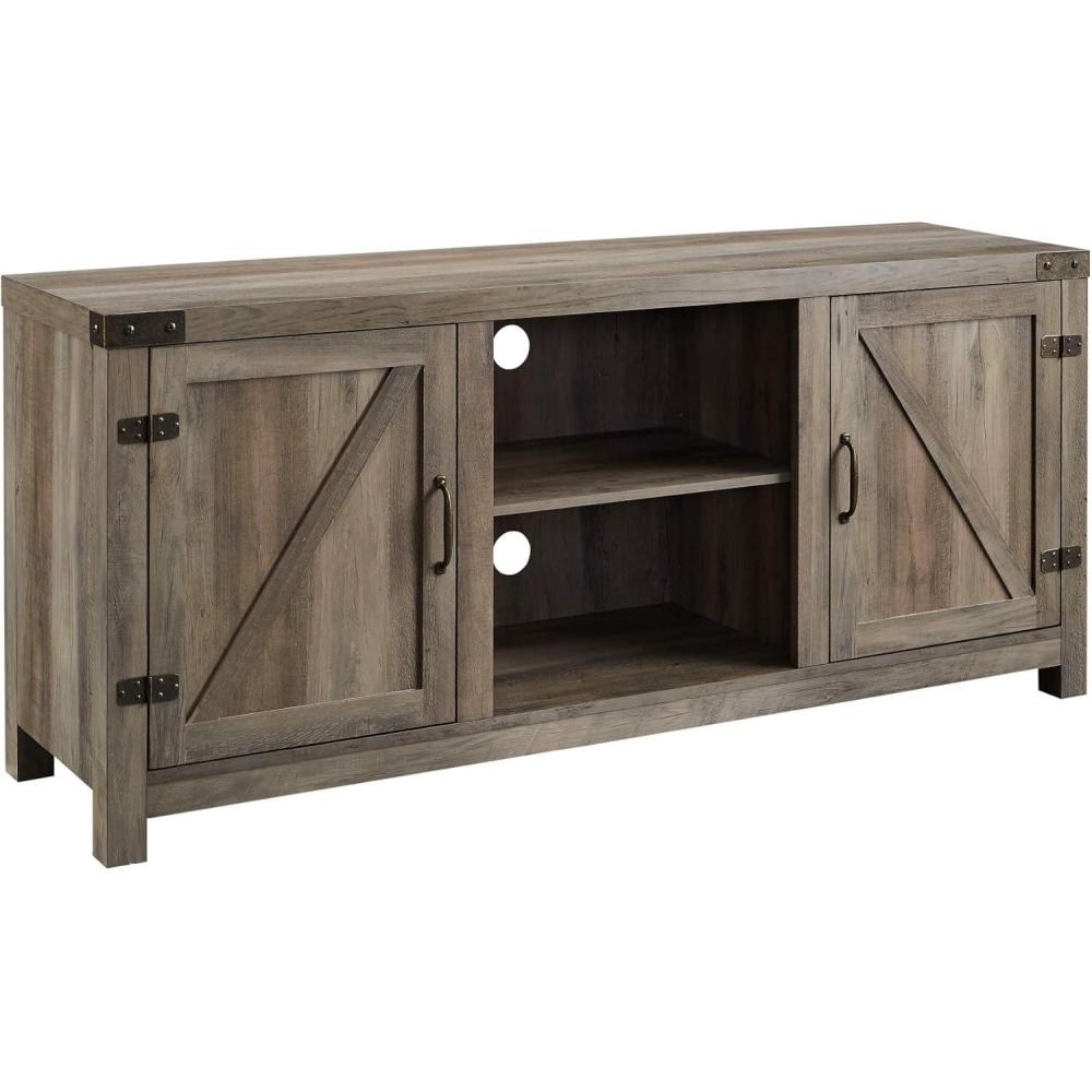 imageWalker Edison Georgetown Modern Farmhouse Double Barn Door TV Stand for TVs up to 65 Inches 58 Inch Grey