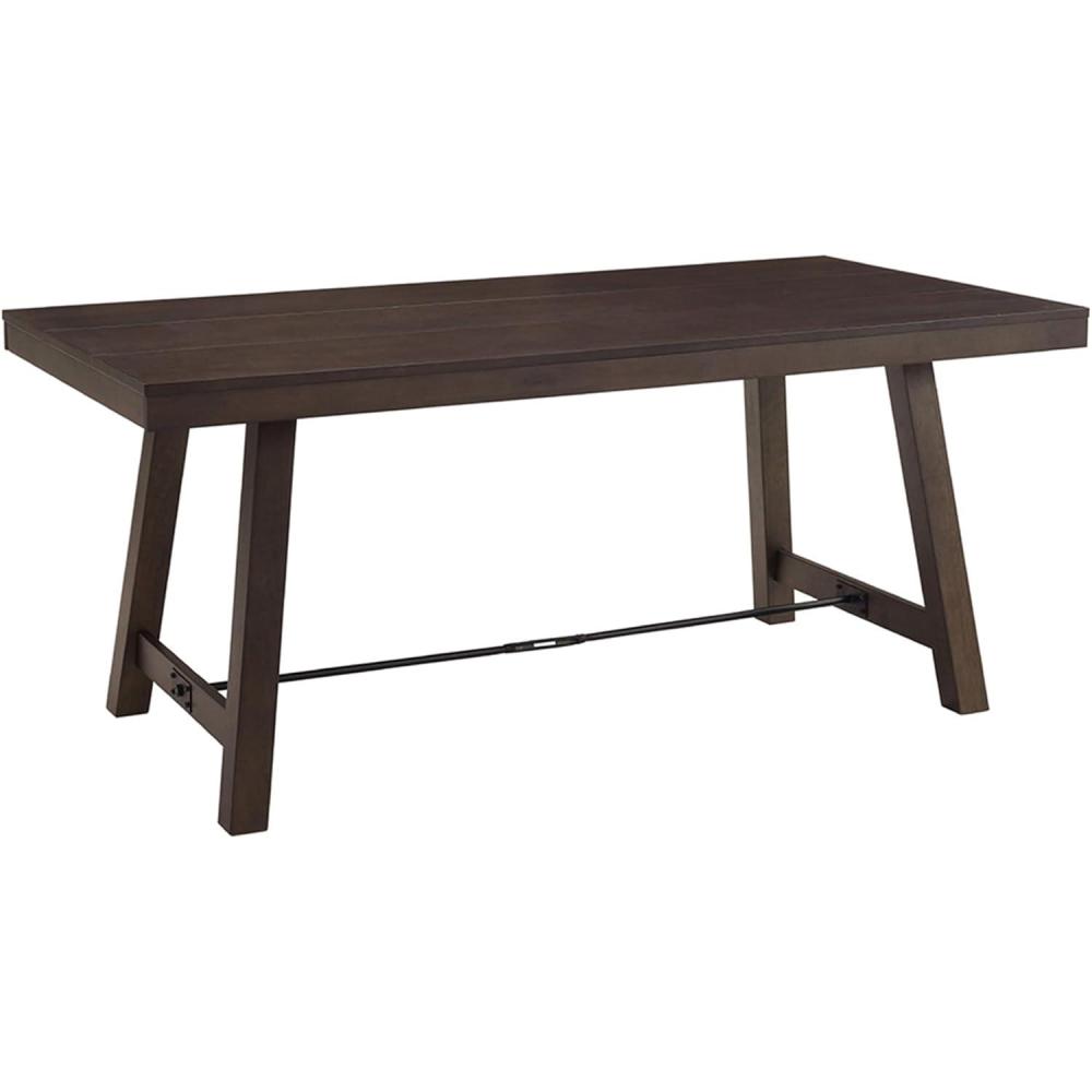 imageWalker Edison Liam Rustic Farmhouse Trestle Style Dining Table 70 Inch Dark Brown Oak