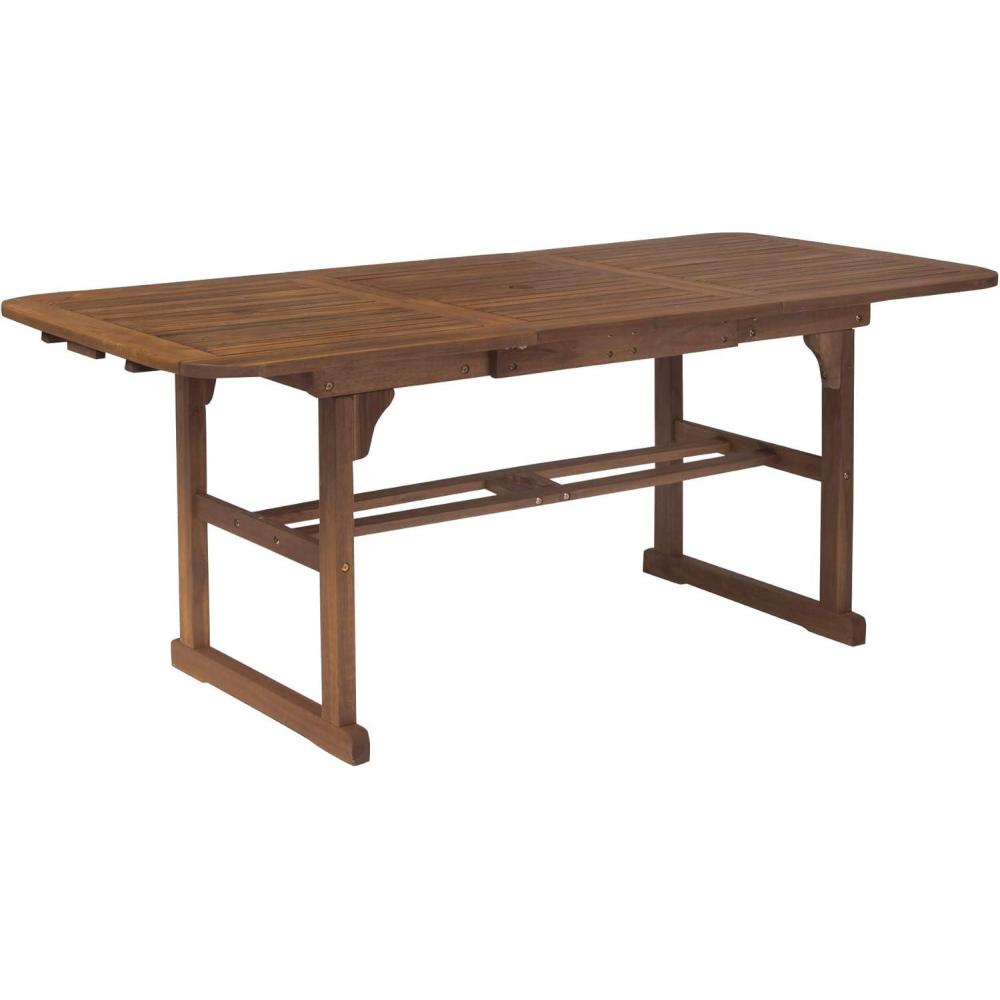 imageWalker Edison Maui Modern Solid Acacia Wood Slatted Patio Dining Table 78 Inch Dark BrownDark Brown