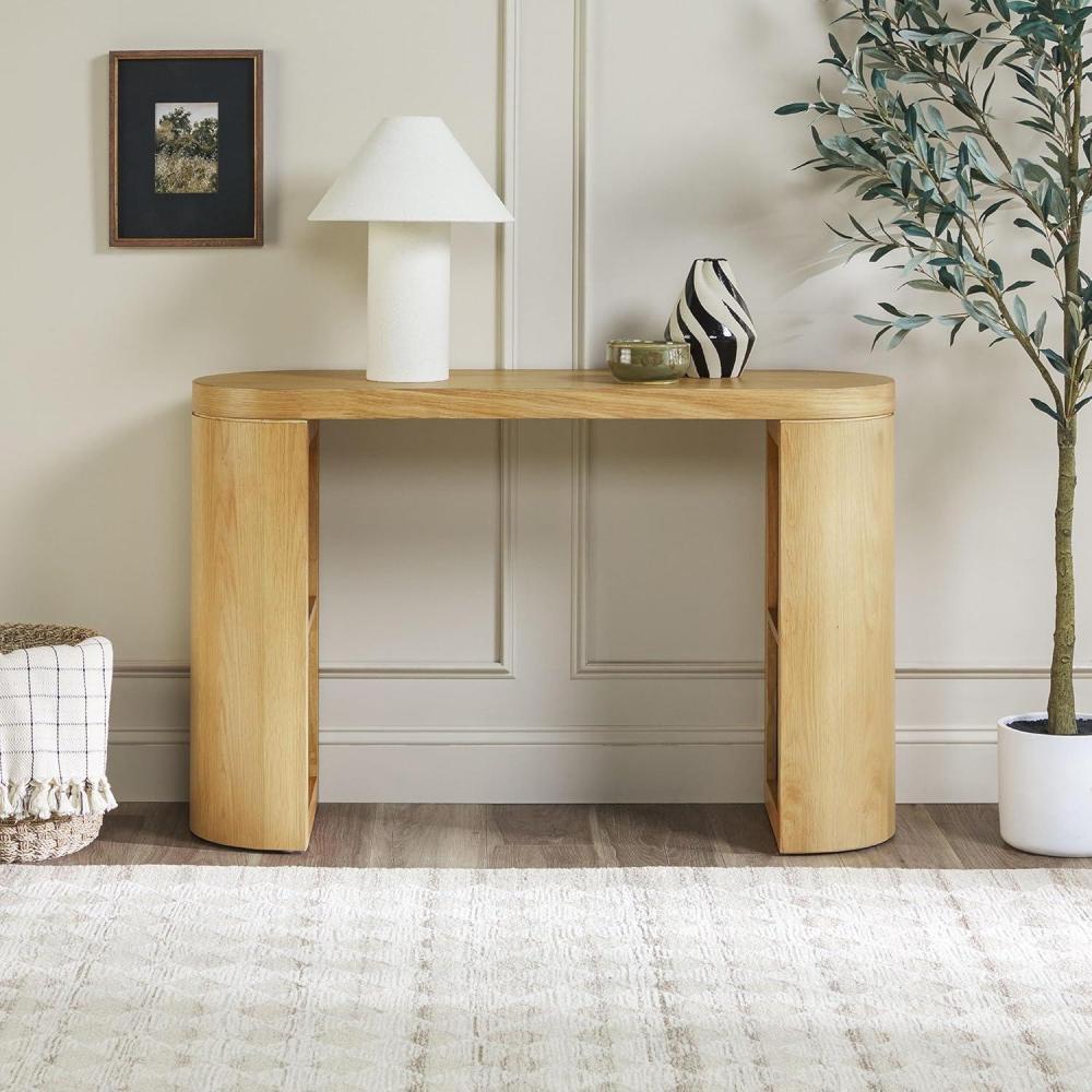 imageWalker Edison Maya Solid Oak Wood Veneer Console Table with Storage 48 Inch Medium Brown OakWhite Oak
