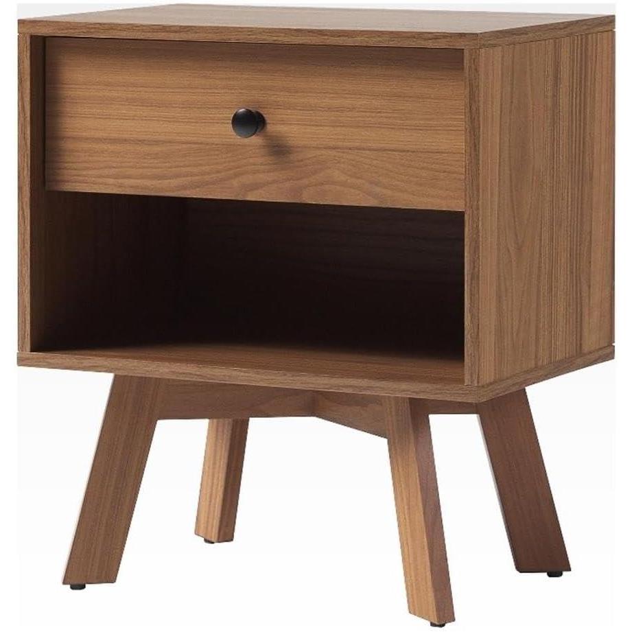 imageWalker Edison Mid Century Modern 1Drawer Nightstand Bedroom Storage Drawer and Shelf Bedside End Table 21 Inch Coastal OakMocha