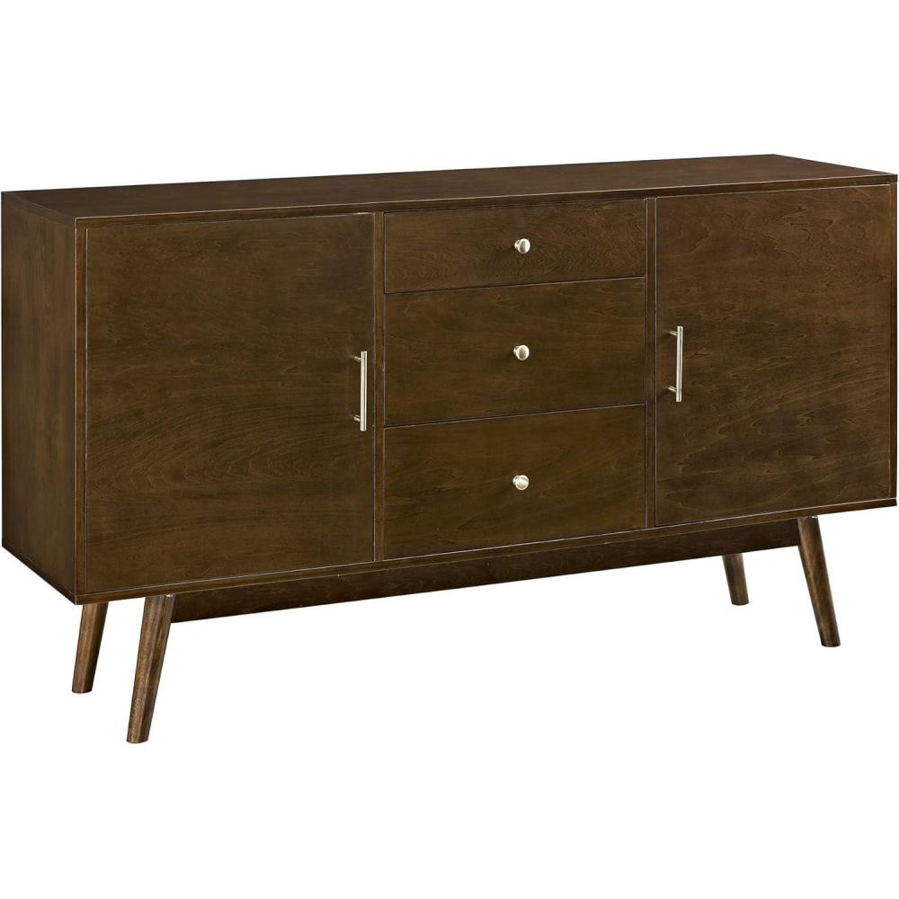 imageWalker Edison Mid Century ModernTV Stand Console with 3 Drawers and Closed Cabinet Storage 60quot WalnutWalnut