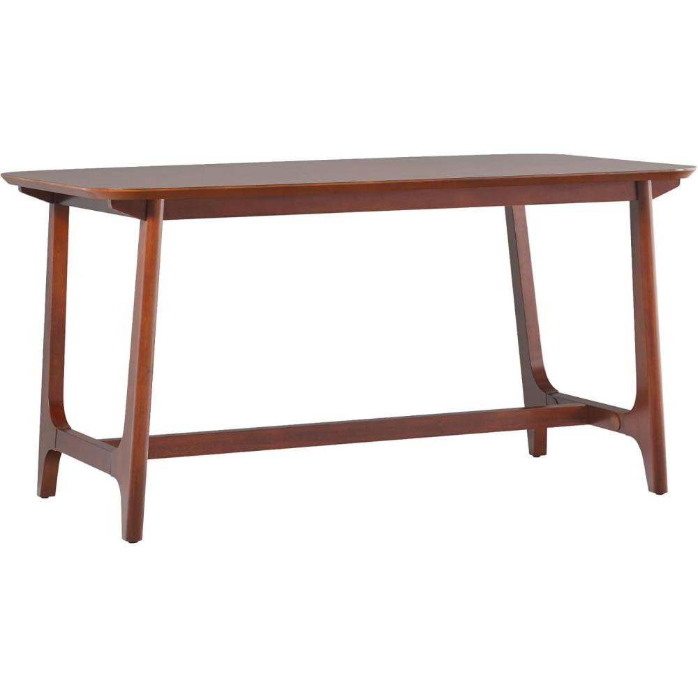 imageWalker Edison MidCentury Modern Solid Wood Trestle Base Dining Table 60 Inch Walnut VeneerWalnut