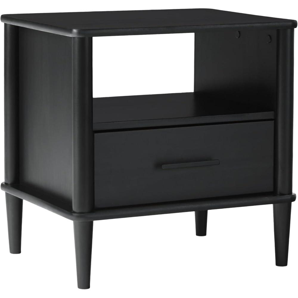 imageWalker Edison Modern 1Drawer Nightstand 20 Inch Walnut 20InchBlack 20inch