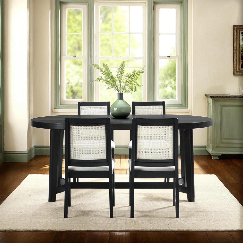 imageWalker Edison Modern Farmhouse Rustic Solid Oak Wood Oval Dining Table for 6 Black OakBlack Oak