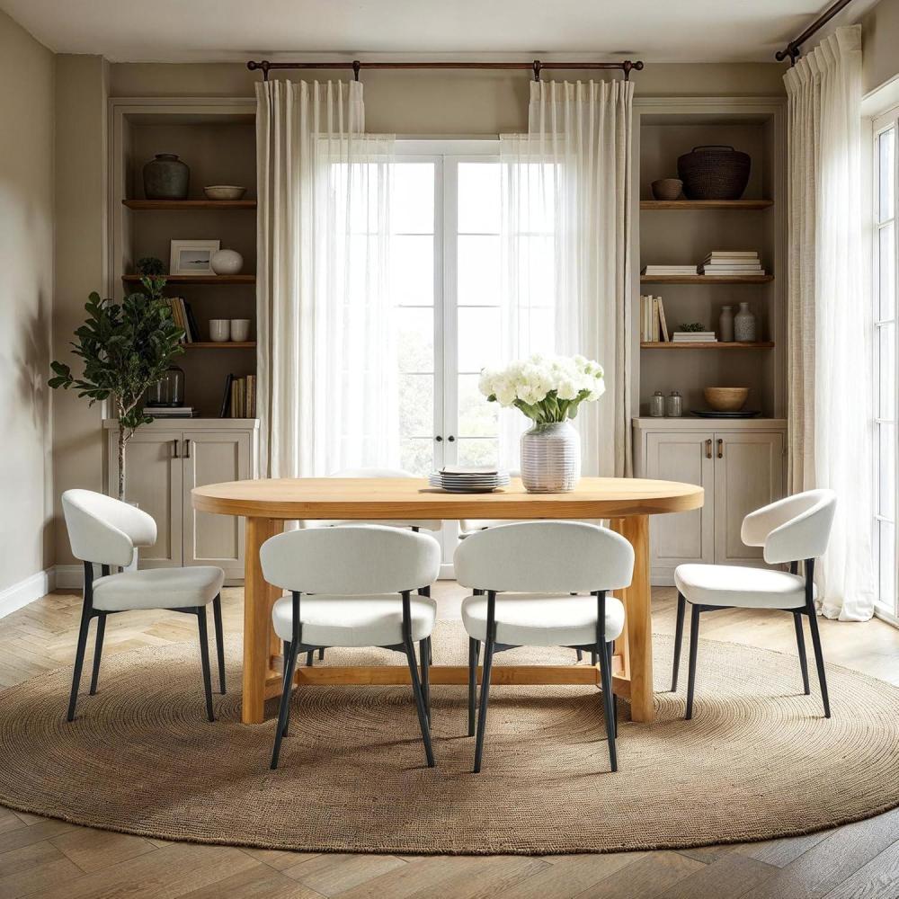 imageWalker Edison Modern Farmhouse Rustic Solid Oak Wood Oval Dining Table for 6 Black OakWhite Oak