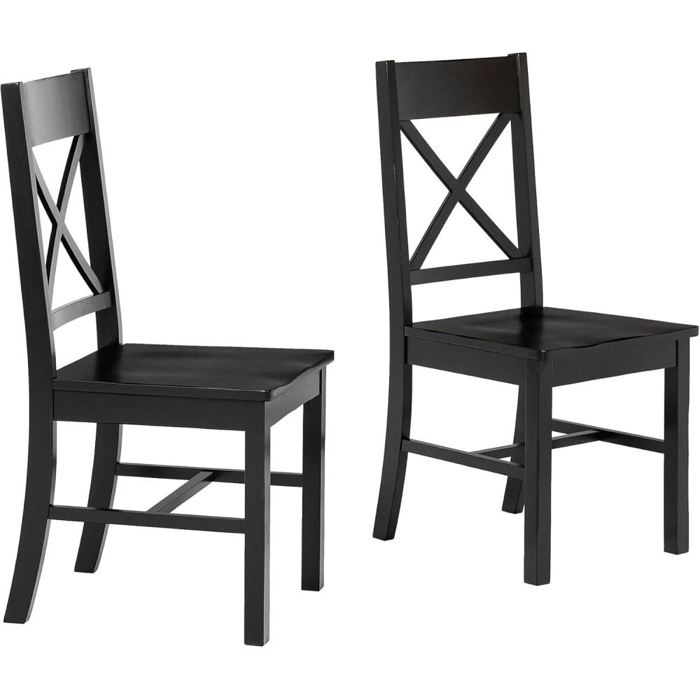 imageWalker Edison Modern Farmhouse Wood XBack Armless Dining Chairs Kitchen Set of 2 BlackBlack