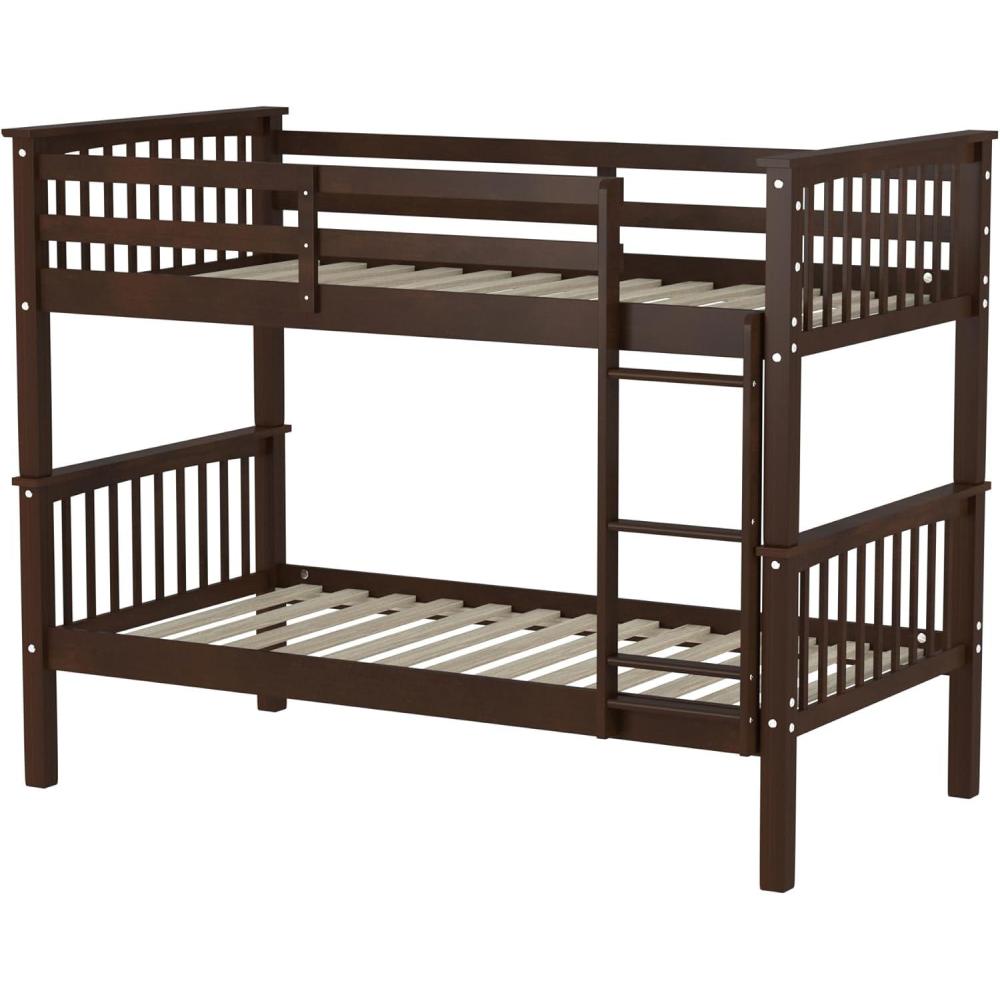 imageWalker Edison Resende Mission Style Solid Wood Twin over Twin Bunk Bed Twin over Twin WalnutWalnut