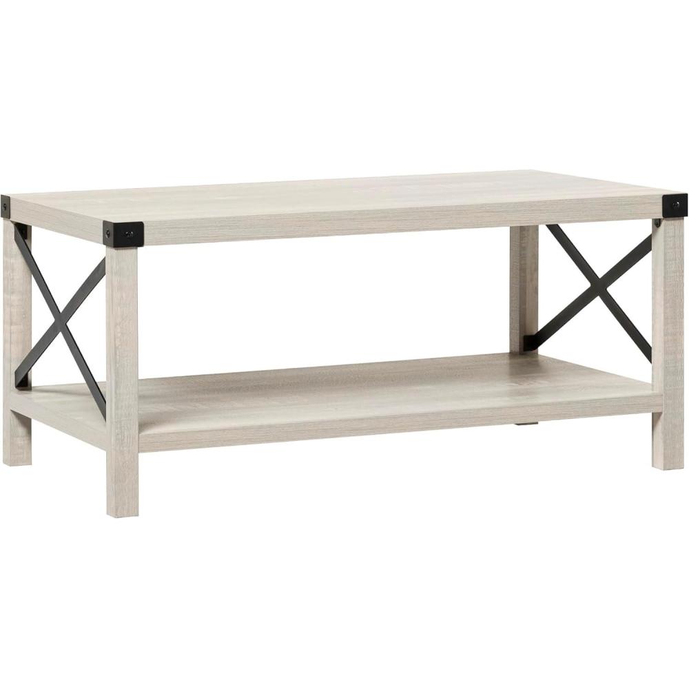 imageWalker Edison Sedalia Modern Farmhouse Metal X Coffee Table 40 Inch Stone GreyStone Grey