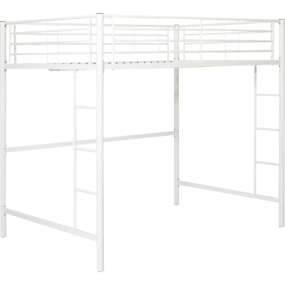 imageWalker Edison Timothee Urban Industrial Metal Double over Loft Bunk Bed Full Loft BlackWhite