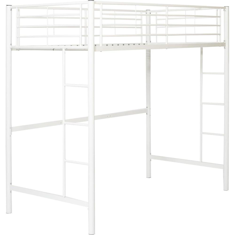 imageWalker Edison Timothee Urban Industrial Metal Twin over Loft Bunk Bed Twin Size White