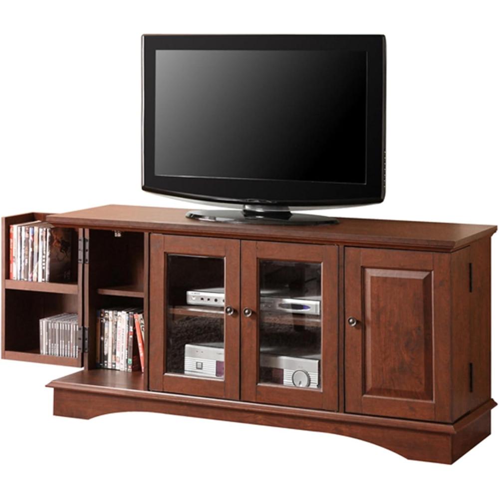 imageWalker Edison Traditional Wood Universal TV Stand with Storage Cabinets for TVs up to 65quot Living Room Entertainment Center 44 Inch Traditional BrownTraditional Brown