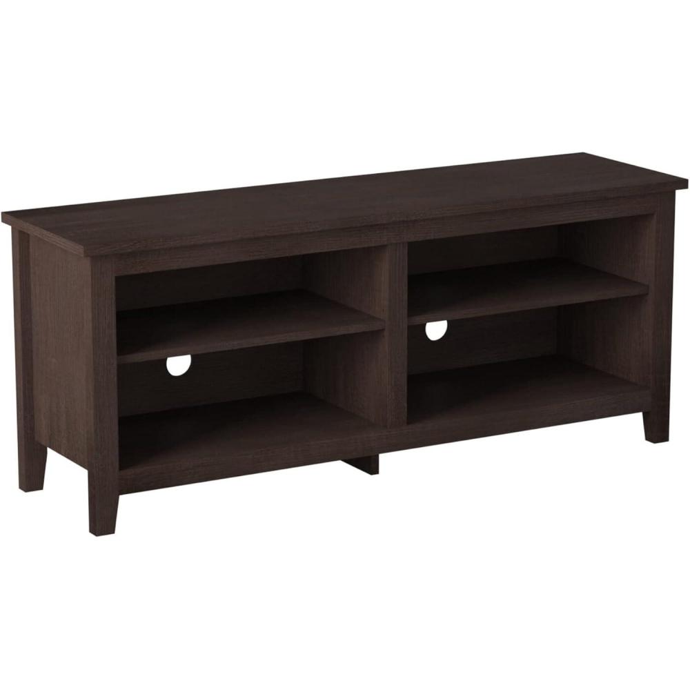 imageWalker Edison Wren Classic 4 Cubby TV Stand for TVs up to 65 Inches 58 Inch BrownEspresso