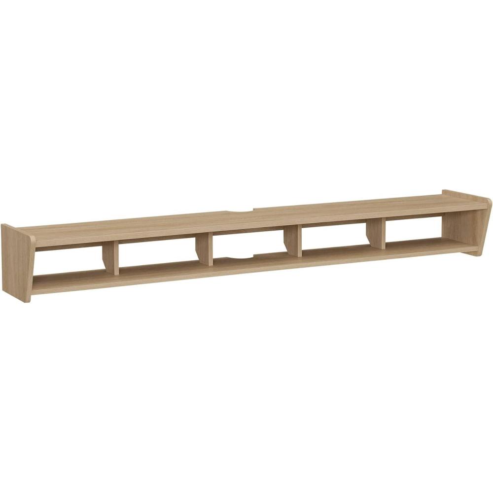 imageWalker Edison Zee Modern Floating Mounted Minimalist TV Stand 65 Inch Length for TVs up to 70 Inches Solid BlackCoastal Oak